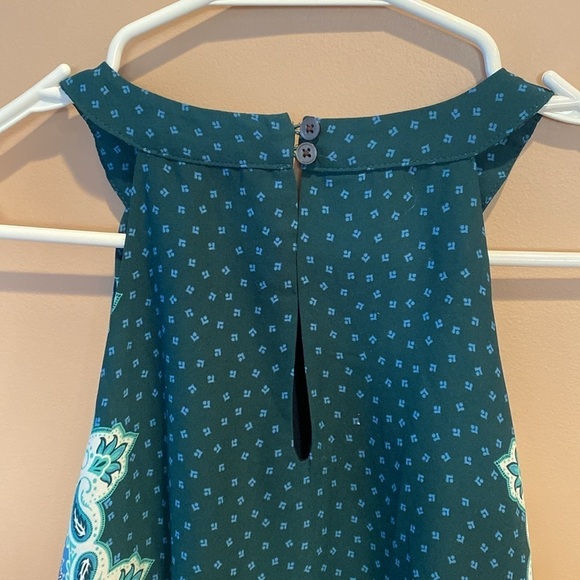 LOFT Women's Teal and Blue Patterned Top - Picture 5 of 5